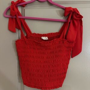 Altar'd State Vibrant Red Smocked Crop Top